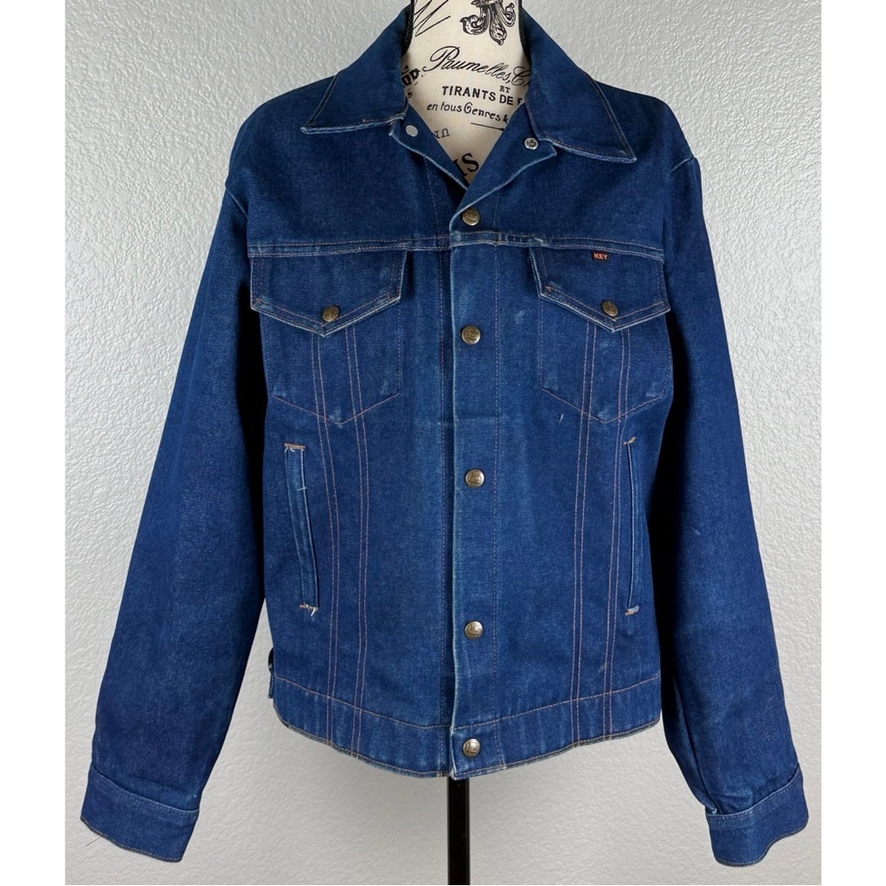 KEY Imperial Denim Vintage 60s Blue Jean Trucker Jacket, size Small